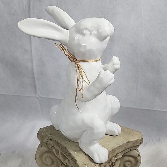 Large White Ceramic Rabbit Decor - Picture 1 of 8